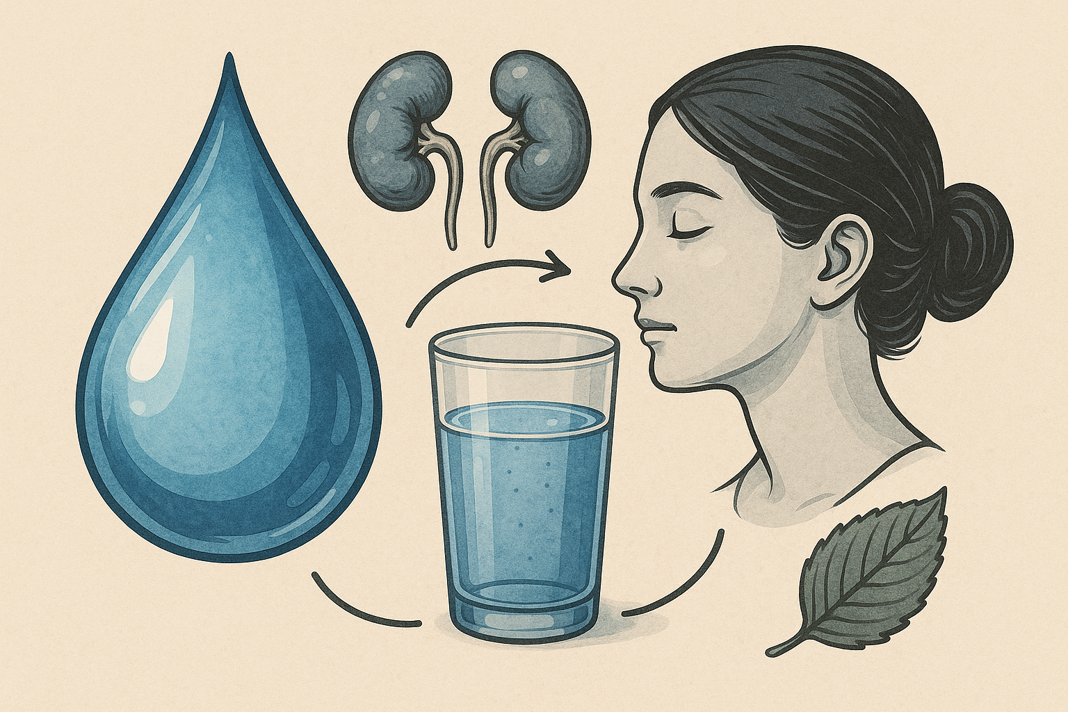 आयुर्वेदिक जल सेवन और संतुलन की प्रतीक छवि