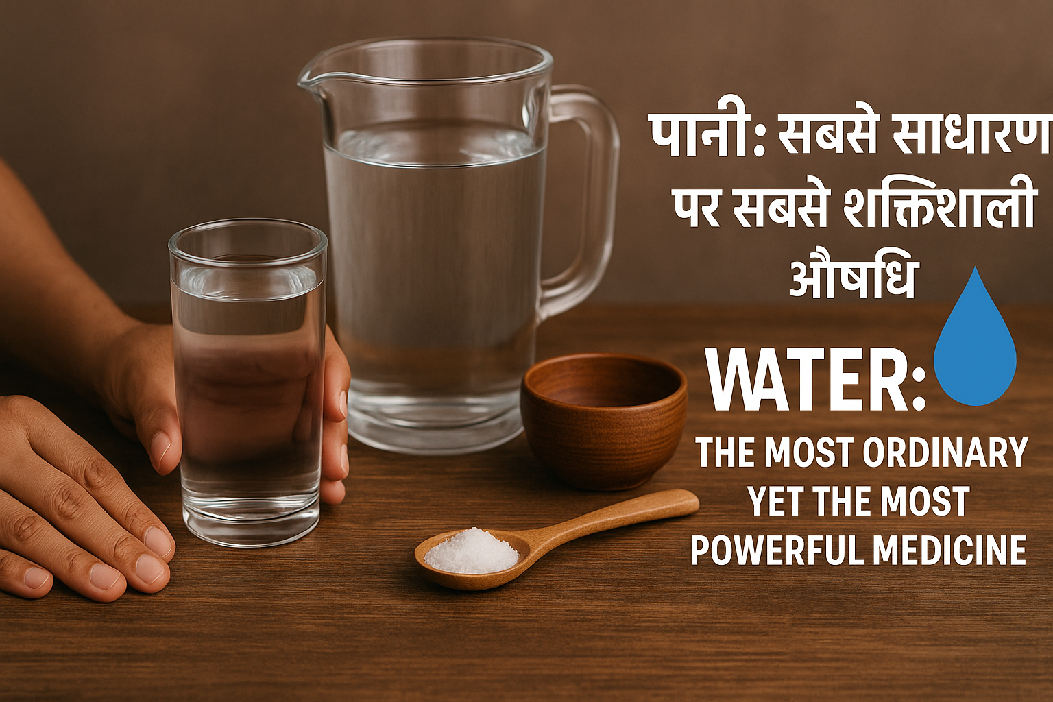 जल सेवन और आयुर्वेदिक स्वास्थ्य की प्रतीक छवि